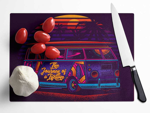 Vw Camper Surfs Up Glass Chopping Board