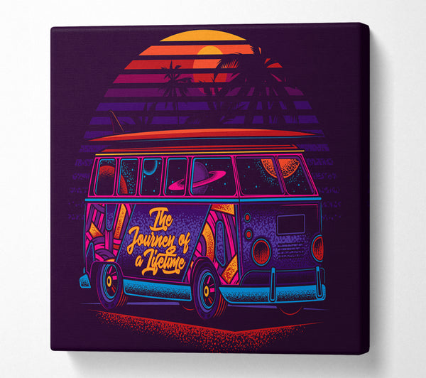 A Square Canvas Print Showing Vw Camper Surfs Up Square Wall Art