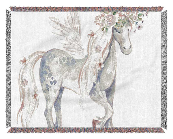 Unicorn Head Flowers Woven Blanket