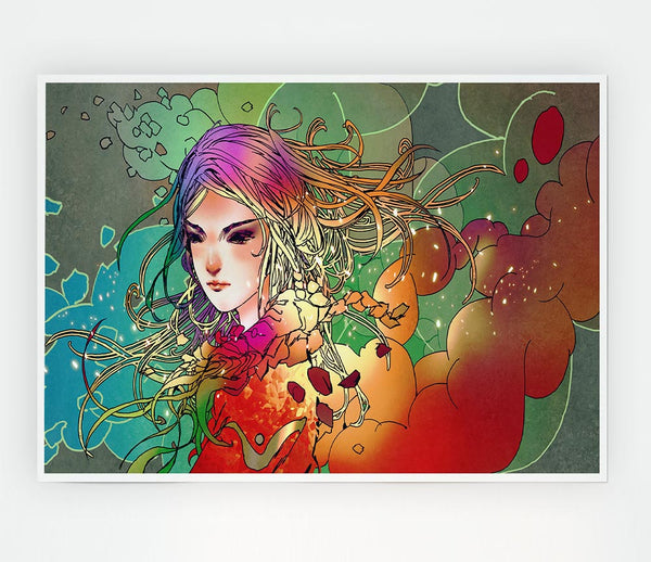 Clouds Of Colour Woman Print Poster Wall Art