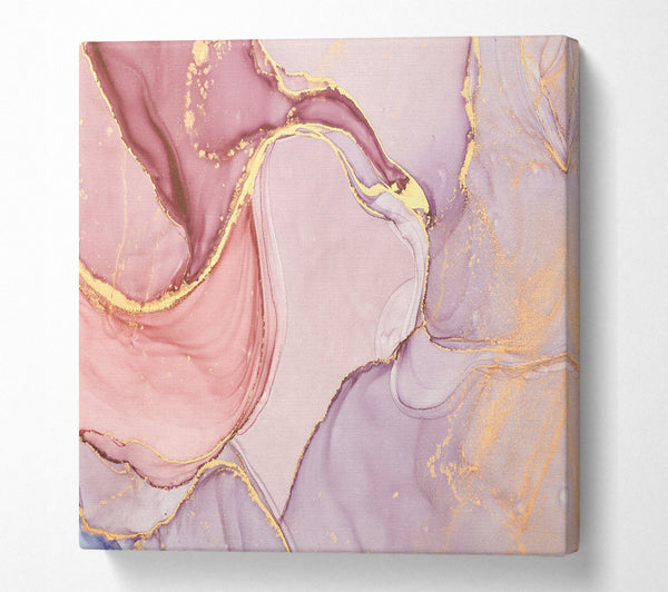 A Square Canvas Print Showing Oil Paint Pink And Gold Square Wall Art