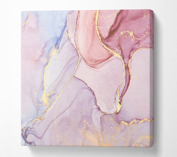 A Square Canvas Print Showing Oil Paint Lilac And Gold Square Wall Art