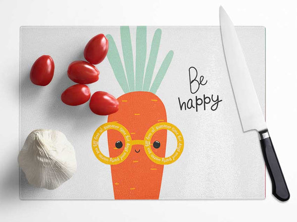 Be Happy Carrot Glass Chopping Board