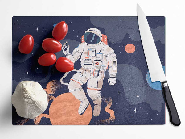 Space Man Of The Universe Glass Chopping Board