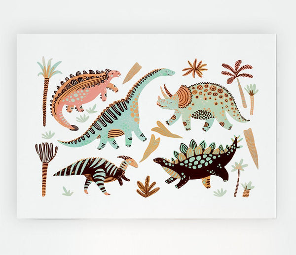 The Dinosaur Gathering Print Poster Wall Art