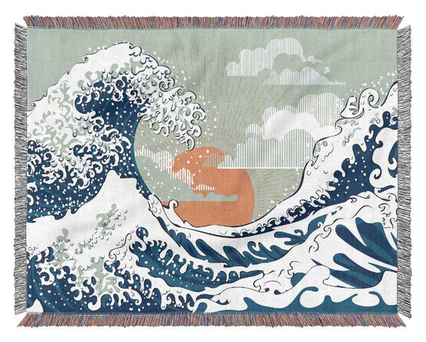Waves Under The Sun Woven Blanket