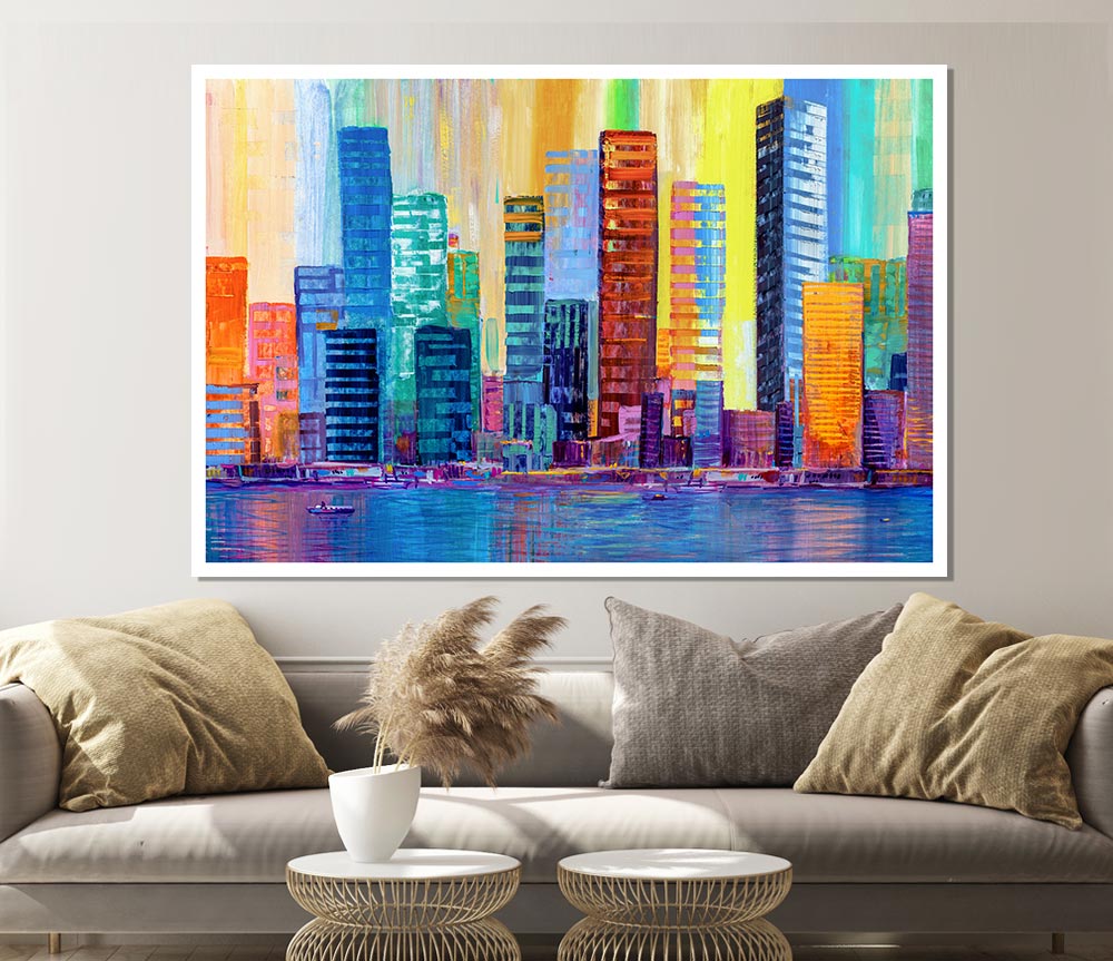 Warm And Cool City Lights Print Poster Wall Art