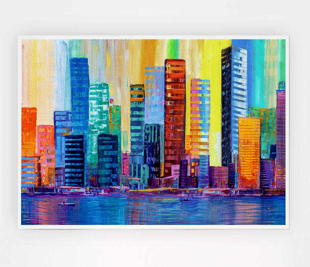 Warm And Cool City Lights Print Poster Wall Art
