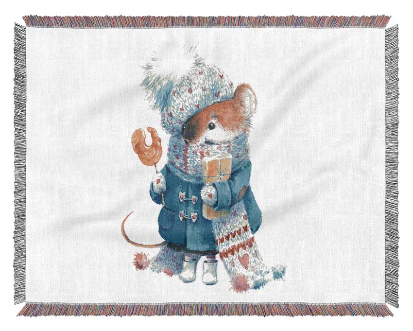 Watercolour Mouse Woven Blanket