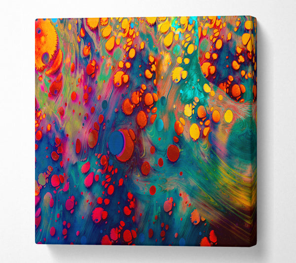 A Square Canvas Print Showing Paint Blobs In Oil Square Wall Art