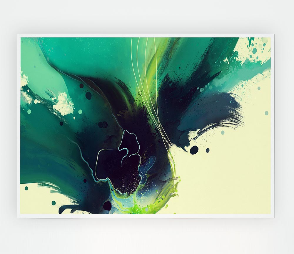 Green And Blue Brush Strokes Print Poster Wall Art