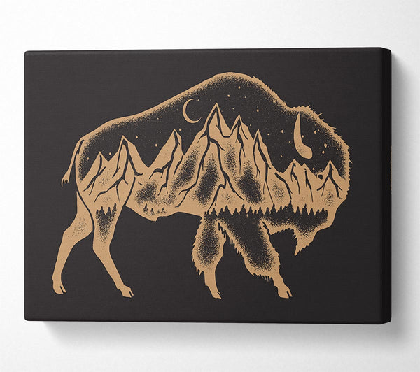 Picture of Night Bison Canvas Print Wall Art