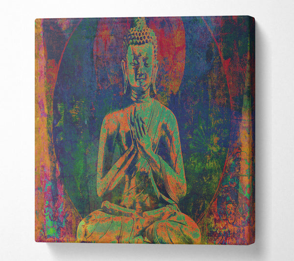 A Square Canvas Print Showing The Proud Buddha Square Wall Art
