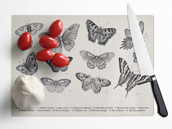 British Butterflies Glass Chopping Board