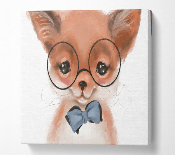 A Square Canvas Print Showing Little Puppy Glasses Square Wall Art