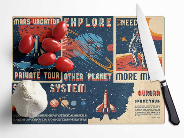 Explore The Planets Glass Chopping Board