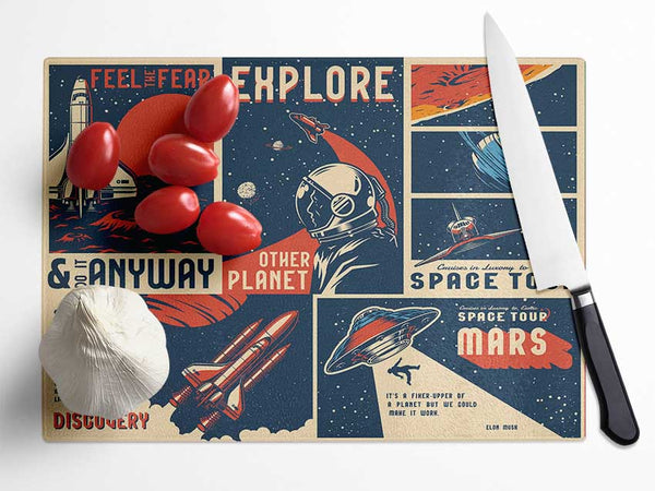 Space Exploration Glass Chopping Board