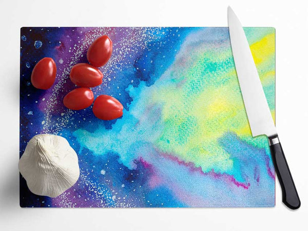 Space In Watercolour Glass Chopping Board