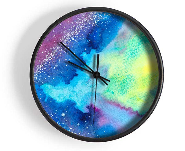 Space In Watercolour Clock - Wallart-Direct UK