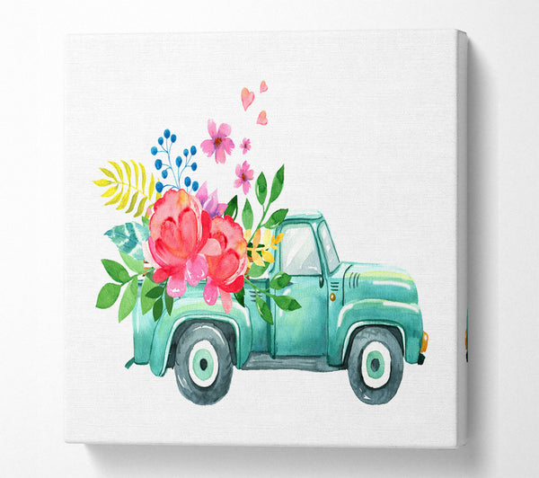 A Square Canvas Print Showing Pick Up Flowers Square Wall Art