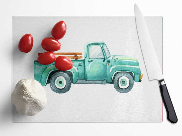 Pick Up Truck Watercolour Glass Chopping Board