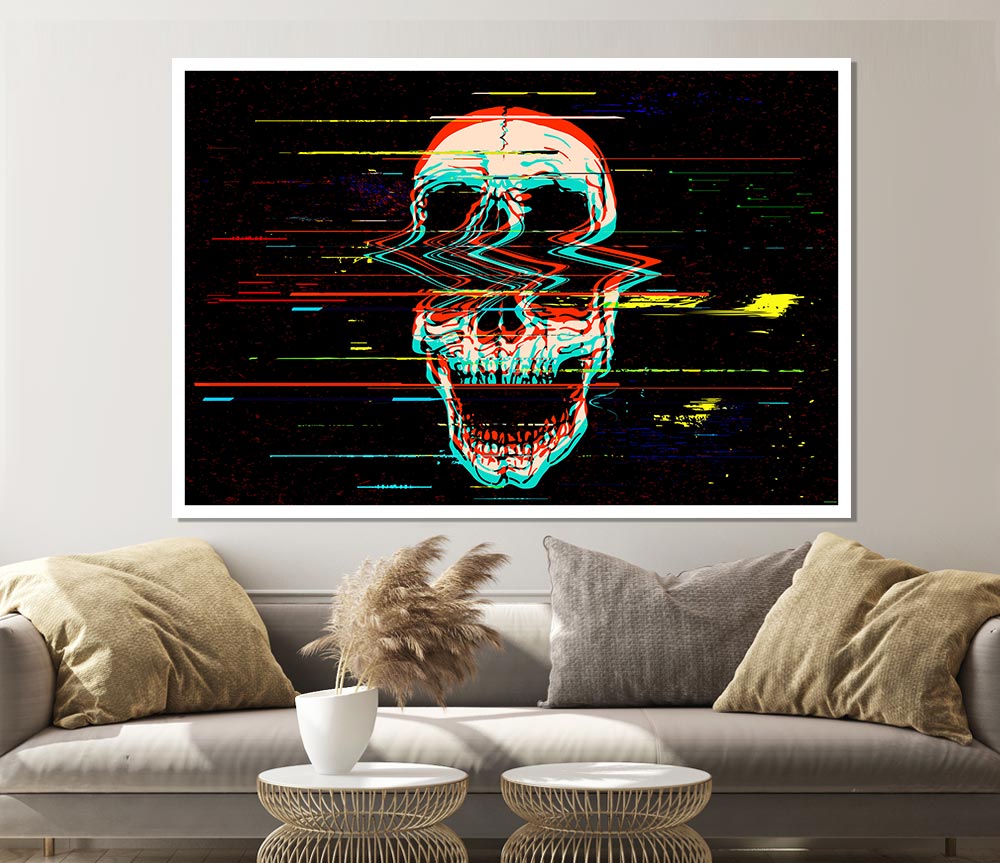 Waves Through A Skull Print Poster Wall Art