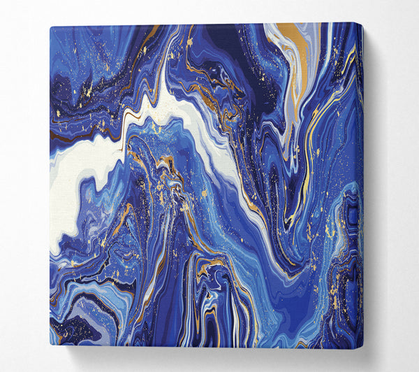 A Square Canvas Print Showing Blue And White Paint Mix Square Wall Art