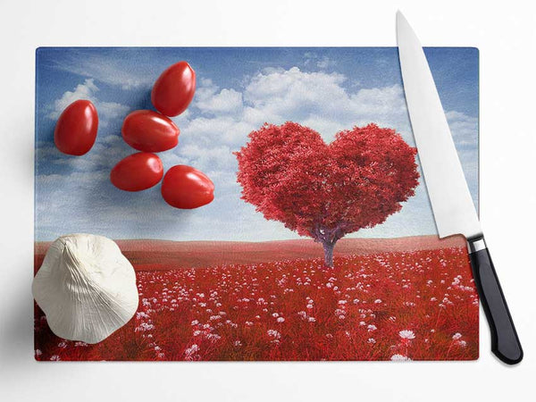 The Red Tree Heart Glass Chopping Board