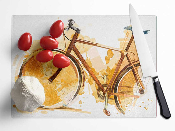 Watercolour Bike Glass Chopping Board