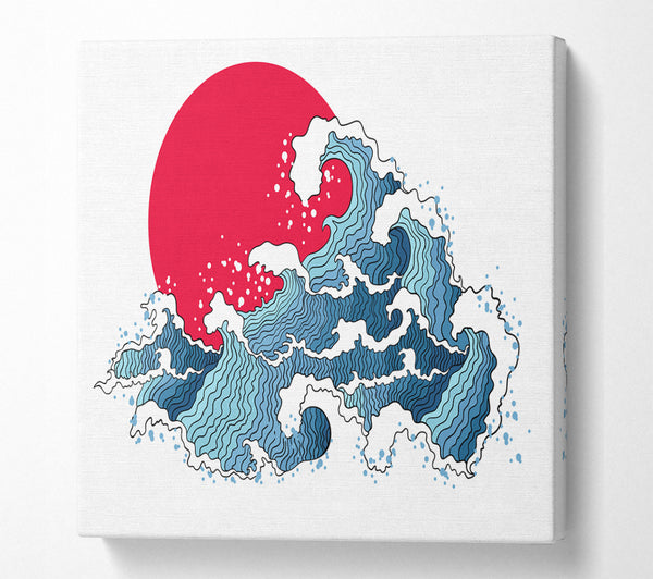 A Square Canvas Print Showing Crashing Waters Under The Sun Square Wall Art