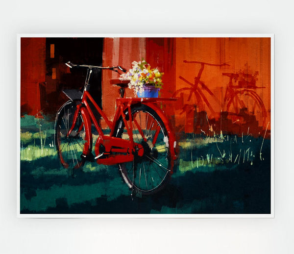 The Red Bike In Amsterdam Print Poster Wall Art