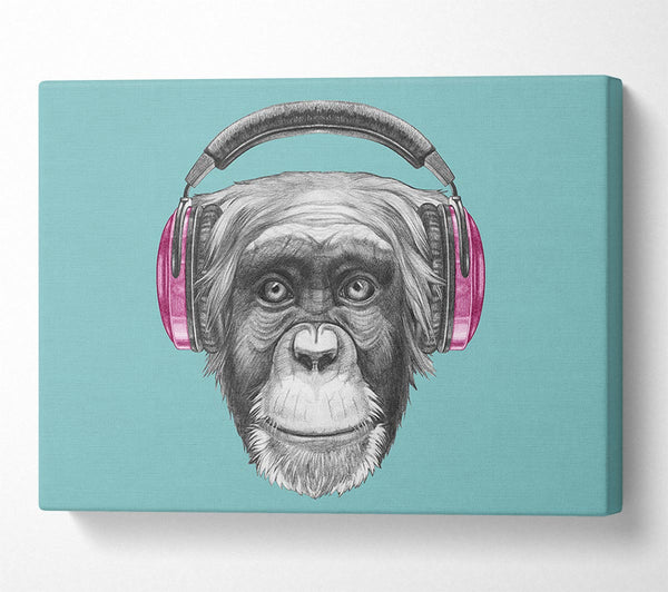 Picture of Chimpanzee Headphone Dj Canvas Print Wall Art
