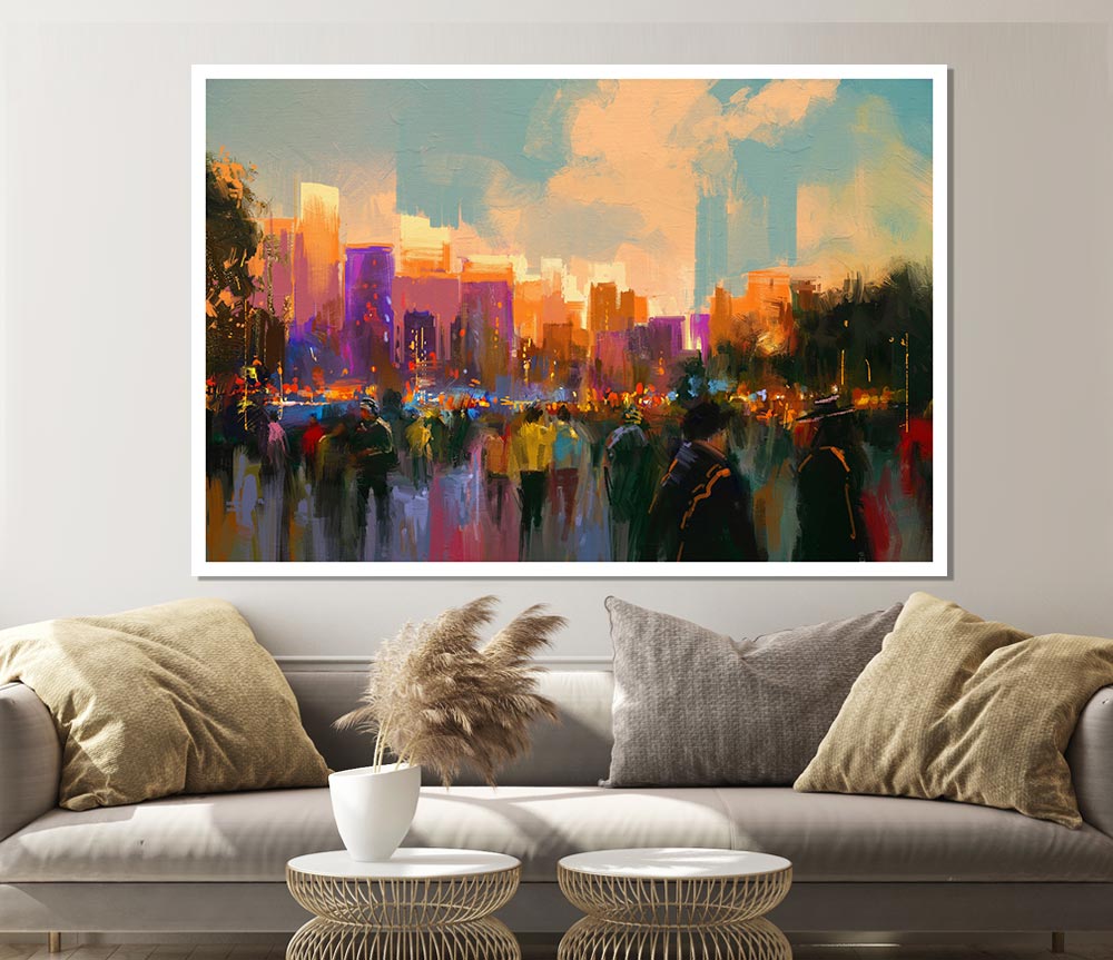 Crowds In The Streets Print Poster Wall Art