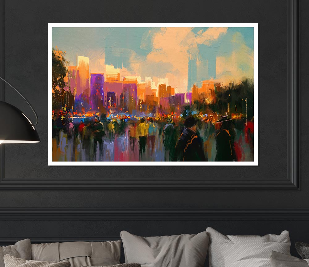 Crowds In The Streets Print Poster Wall Art