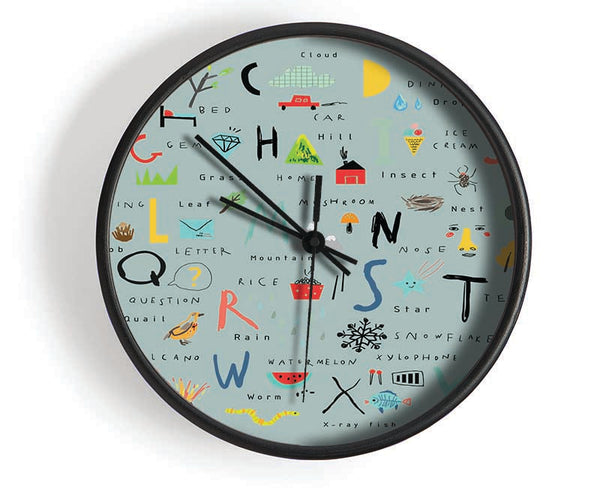 The Kids Alphabet Hand Drawn Clock - Wallart-Direct UK