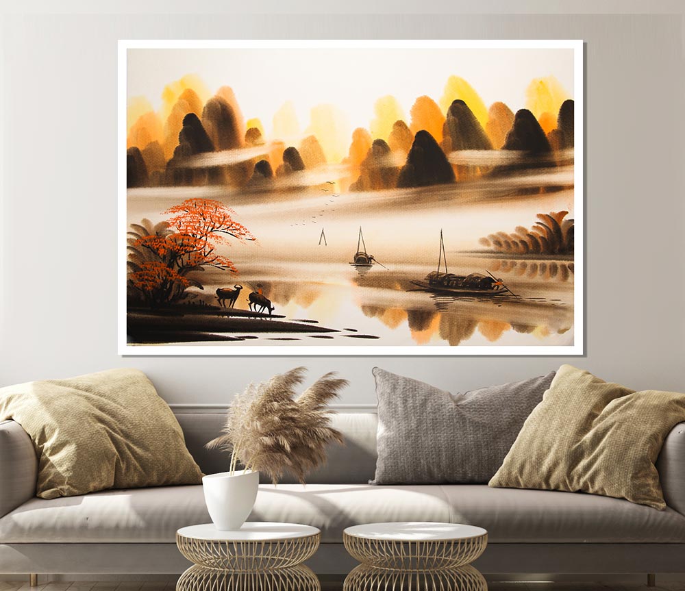 The Valley Of Deer View Print Poster Wall Art