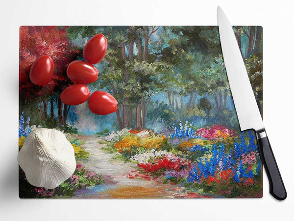 Flowers Leading Into The Forest Glass Chopping Board