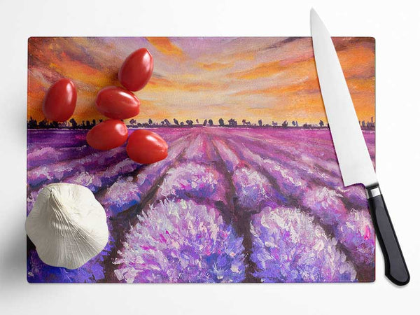 Lavender Fields Supreme Glass Chopping Board