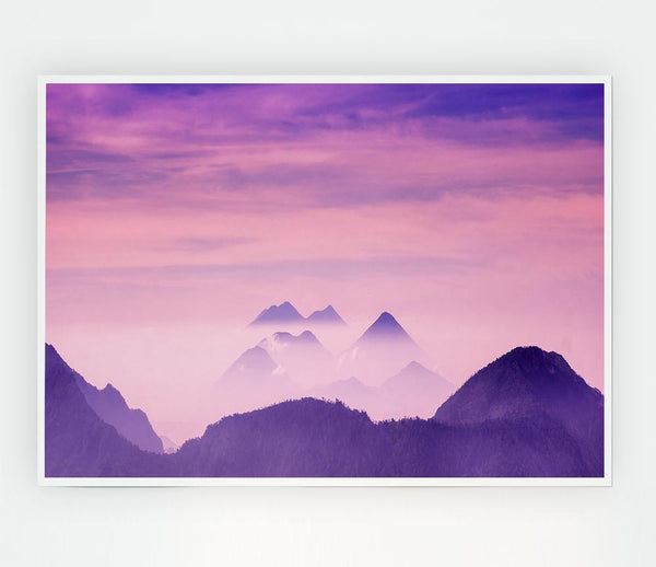 Lavender Mountain Top Print Poster Wall Art