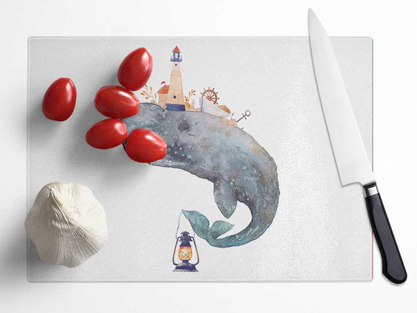 The Seaside Whale Glass Chopping Board