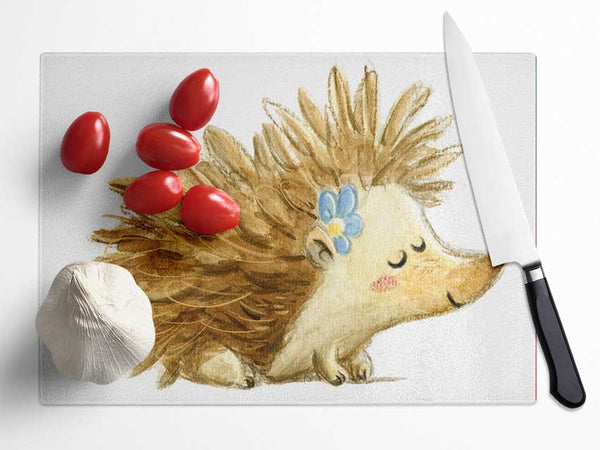 The Happy Hedgehog Glass Chopping Board