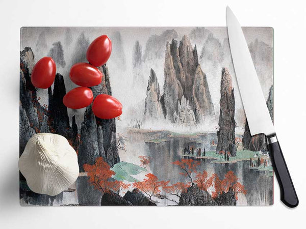 Tall Rock Structures In The Valley Glass Chopping Board