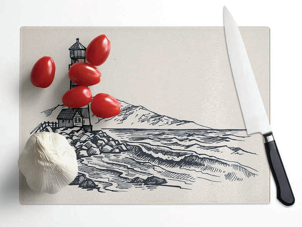 The Lighthouse On The Coast Glass Chopping Board