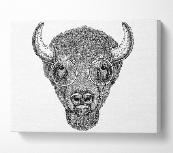 Picture of Glasses On A Bison Canvas Print Wall Art