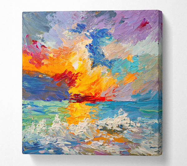 A Square Canvas Print Showing Stunning Sunset Explosion Square Wall Art