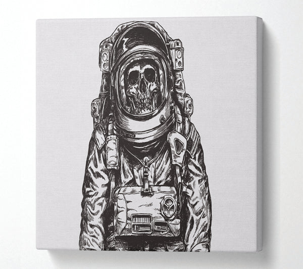 A Square Canvas Print Showing The Skeleton Space Explorer Square Wall Art