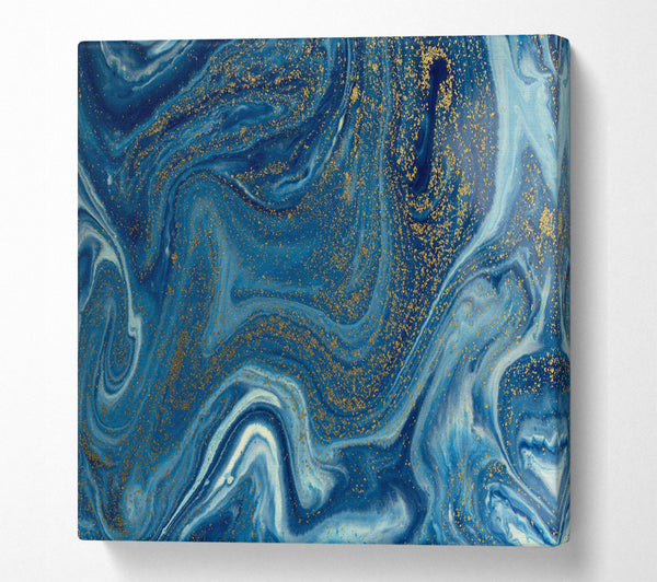 A Square Canvas Print Showing Blue Glitter Flow Square Wall Art
