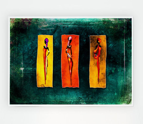 Three Traditional African Print Poster Wall Art