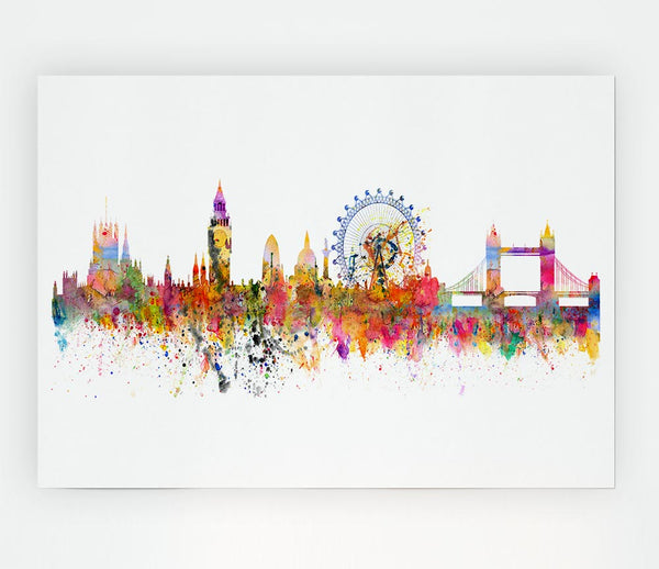 London Skyline Splatter Print Poster Wall Art