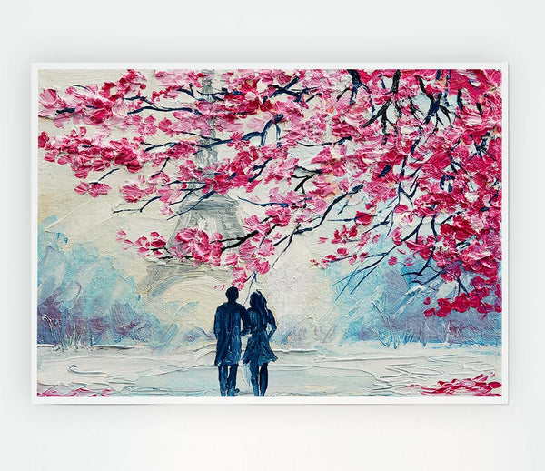 Walk Through Paris Blossom Print Poster Wall Art
